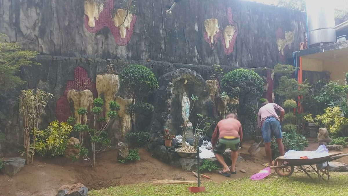 Grotto garden maintenance in progress